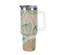 Tazza da caffè grande isolata con stampa 3D, motivo foglie verdi e linee, in acciaio inossidabile a prova di perdite, mantiene fresche le bevande calde e fredde, perfetta per i viaggi, 40 once