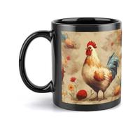 Tazza da caffè grande tazza in porcellana arte pollo pittura animale tazze da caffè in ceramica grande tazza da caffè con manico divertente tazza da tè per ufficio e casa tazze da caffè uniche