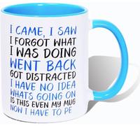 Tazza da caffè I Came I Saw I Forgot, regali divertenti per compleanno e Natale, tazze da caffè per mamma e papà, regalo di coppia per anniversario, tazza da caffè con citazioni divertenti (Blu)