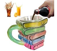 Tazza da caffè impilabile con libri 3D, resistente alle alte temperature, gadget per bere il tè, per familiari, colleghi, amici, ragazzi e ragazze