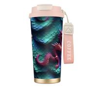 Tazza da caffè in acciaio 3D con stampa di squame di drago, thermos da caffè all'aperto, tazza da campeggio con coperchio a prova di perdite, tazze portatili per mantenere caldo/ghiaccio