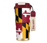 Tazza da caffè in acciaio con stampa bandiera del Maryland, thermos da caffè all'aperto, tazza da campeggio con coperchio a prova di perdite, tazze portatili per mantenere caldo/ghiaccio