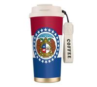 Tazza da caffè in acciaio con stampa bandiera del Missouri, thermos per caffè all'aperto, tazza da campeggio con coperchio a prova di perdite, tazze portatili per mantenere caldo/ghiaccio