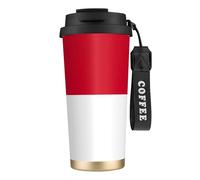Tazza da caffè in acciaio con stampa bandiera di Monaco, thermos per caffè all'aperto, tazza da campeggio con coperchio a prova di perdite, tazze portatili per mantenere caldo/ghiaccio