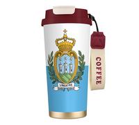 Tazza da caffè in acciaio con stampa bandiera di San Marino, thermos per caffè all'aperto, tazza da campeggio con coperchio a prova di perdite, tazze portatili per mantenere caldo/ghiaccio
