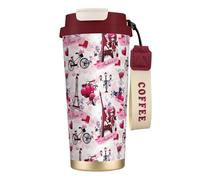 Tazza da caffè in acciaio con stampa della Torre Eiffel di Parigi, thermos da caffè all'aperto, tazza da campeggio con coperchio a prova di perdite, tazze portatili per mantenere caldo/ghiaccio