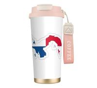 Tazza da caffè in acciaio con stampa di mappa della bandiera di Panama, thermos da caffè all'aperto, tazza da campeggio con coperchio a prova di perdite, tazze portatili per mantenere caldo/ghiaccio