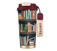 Tazza da caffè in acciaio con stampa di topi di biblioteca, thermos da caffè all'aperto, tazza da campeggio con coperchio a prova di perdite, tazze portatili per mantenere caldo/ghiaccio