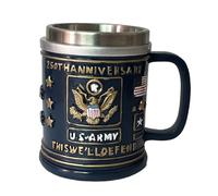 Tazza da caffè in acciaio inossidabile a tema ramo militare, decorazione 3D in rilievo, tazza commemorativa per uomo, tazza commemorativa per onorare gli eroi