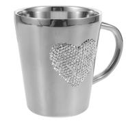 Tazza da caffè in acciaio inossidabile con strass di cristallo a forma di cuore