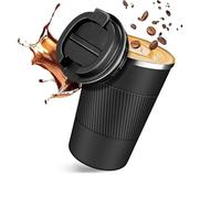 Tazza da caffè in acciaio inossidabile, tazza termica da viaggio, bottiglia termica a prova di perdite, tazza da tè e caffè, riutilizzabile, tazza isolata for bevande calde e fredde(BLACK,510ml)