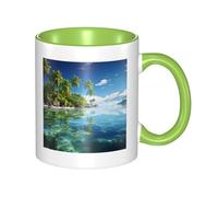 Tazza da caffè in ceramica a doppio colore con immagine dell'isola del mare, 330 ml, classica, adatta al microonde, per ufficio e casa