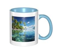 Tazza da caffè in ceramica a doppio colore con immagine dell'isola del mare, 330 ml, classica, adatta al microonde, per ufficio e casa