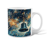 Tazza da caffè in ceramica a forma di campana, per festeggiare i fuochi d'artificio e Capodanno blu, tazza con manico, ideale per amicizia, famiglia, colleghi, insegnanti, personale innamorato, 325 ml