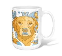 Tazza da caffè in ceramica a forma di cane, moderna e artistica con farfalla e fiore, nessuna gialla, con manico, ideale per amicizia, famiglia, colleghi, insegnanti, personale innamorato, 425,2 g