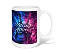 Tazza da caffè in ceramica a forma di chitarra, con note musicali e stelle, senza viola, con manico, ideale per amici, familiari, colleghi, insegnanti, coppie, dipendenti, 425,2 g