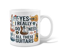 Tazza da caffè in ceramica a forma di chitarra, moderna e giocosa con nota musicale, nessuna marrone, tazza da tè con manico, ideale per amicizia, famiglia, colleghi, personale, insegnanti, 325 ml