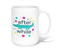 Tazza da caffè in ceramica a forma di coccodrillo, simpatica tazza colorata con fulmine e stelle, turchese, con manico, ideale per amicizia, famiglia, colleghi, personale, insegnanti, 425,2 g