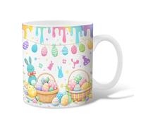 Tazza da caffè in ceramica a forma di coniglietto, cesto per uova di Pasqua allegre primaverili, pastello, novità da lavoro, tazza con manico, regalo per amicizia, famiglia, colleghi, personale