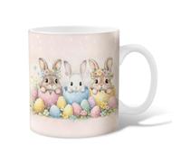 Tazza da caffè in ceramica a forma di coniglietto, uovo di Pasqua con fiore pasquale, con manico, regalo per amici, familiari, amanti, anziani, colleghi, 325 ml