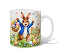 Tazza da caffè in ceramica a forma di coniglio, cestino per uova di Pasqua con fantasioso cestino pasquale, tazza con manico, regalo per amici, familiari, colleghi, insegnanti, coppie, dipendenti
