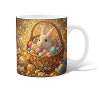 Tazza da caffè in ceramica a forma di coniglio, cesto per uova di Pasqua primaverili, pastello, novità per ufficio, tazza con manico, regalo per amicizia, famiglia, colleghi, personale, insegnanti