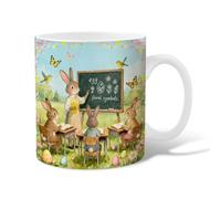 Tazza da caffè in ceramica a forma di coniglio, con lavagna, verde pasquale, con manico, regalo per amicizia, famiglia, colleghi, insegnanti, personale innamorato, 325 ml