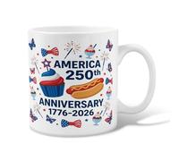 Tazza da caffè in ceramica a forma di cupcake, per festeggiare gli hot dog e i fuochi d'artificio e anniversario, con manico, ideale per amici, familiari, colleghi, amanti degli anziani, anziani, 325