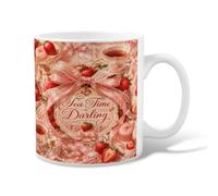 Tazza da caffè in ceramica a forma di fragola, vintage, romantica, con nastro, tazza da tè primaverile e pesca, con manico, ideale per amicizia, famiglia, colleghi, personale, insegnanti, 325 ml