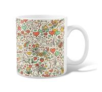 Tazza da caffè in ceramica a forma di gatto, divertente e fantasioso, con cuore, fiore, primavera, verde pastello, novità tazza con manico, ideale per amici, familiari, amanti, anziani, colleghi, 325