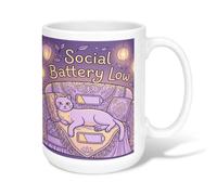 Tazza da caffè in ceramica a forma di gatto, fantasiosa e moderna lanterna a batteria, senza viola, tazza da tè con manico, ideale per amici, familiari, colleghi, insegnanti, coppie, dipendenti, 425,2