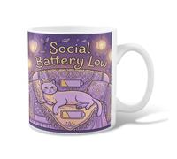 Tazza da caffè in ceramica a forma di gatto, fantasiosa e moderna lanterna a batteria, senza viola, tazza da tè con manico, ideale per amicizia, famiglia, colleghi, insegnanti, personale innamorato