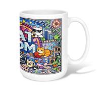 Tazza da caffè in ceramica a forma di gatto, fantasiosa tazza da tè colorata con filo di caffè nessuno blu, novità con manico, ideale per amicizia, famiglia, colleghi, personale, insegnanti, 425,2 g