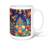 Tazza da caffè in ceramica a forma di pallone da calcio, con aquila colorata e festosa, per celebrazione della statua della libertà, multicolore, con manico, ideale per amici, familiari, colleghi