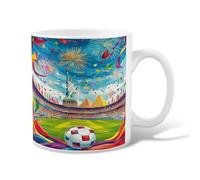 Tazza da caffè in ceramica a forma di pallone da calcio, con statua della libertà, piramidi, colore blu, novità per il lavoro, con manico, ideale per amici, familiari, amanti, anziani, colleghi, 325