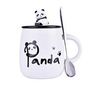 Tazza da Caffè in Ceramica a Forma di Panda 3D con Coperchio e Cucchiaio, Simpatica Tazza da Caffè tè Latte, Regalo di Compleanno, Panda per Donne Ragazze Ragazzi Sua Moglie Mamma Nonna Amica