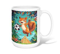 Tazza da caffè in ceramica a forma di scoiattolo, giocosa e colorata, con piramide, verde, con manico, ideale per amicizia, famiglia, colleghi, insegnanti, personale innamorato, 425,2 g