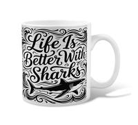 Tazza da caffè in ceramica a forma di squalo, moderna e audace, con scritta in lingua inglese "Swirls, nessuna nera", con manico, ideale per amici, familiari, amanti, anziani, colleghi, 325 ml