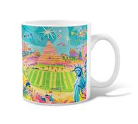 Tazza da caffè in ceramica a piramide, con statua della libertà, motivo palla da calcio, con manico, ideale per amicizia, famiglia, colleghi, insegnanti, personale innamorato, 325 ml