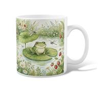 Tazza da caffè in ceramica anfibia, con libellula, verde primavera, tazza da tè con manico, ideale per amicizia, famiglia, colleghi, personale, insegnanti, 325 ml