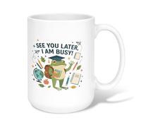 Tazza da caffè in ceramica anfibia, giocoso mappamondo a matita con scritta "Back to Green", tazza da tè con manico, ideale per amici, familiari, colleghi, amanti degli anziani, anziani, 425,2 g