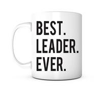 Tazza da caffè in ceramica bianca con scritta "Best Leader Ever", da 325 ml, con scritta "Supervisor Team Leader", idea regalo per il leader della squadra, idea regalo per il leader del leader, tazza