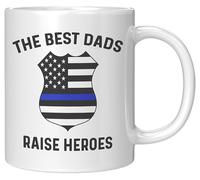 Tazza da caffè in ceramica bianca con scritta "The Best Dads Raise Heroes" da 325 ml, regalo per padri delle forze dell'ordine