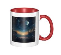 Tazza da caffè in ceramica bicolore con luna e stelle, 330 ml, tazza da tè classica, adatta al microonde, per ufficio e casa