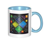 Tazza da caffè in ceramica bicolore con quiz matematica, 330 ml, tazza da tè classica, adatta al microonde, per ufficio e casa