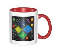 Tazza da caffè in ceramica bicolore con quiz matematica, 330 ml, tazza da tè classica, adatta al microonde, per ufficio e casa