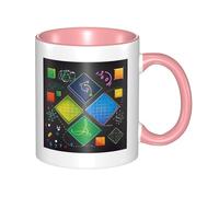 Tazza da caffè in ceramica bicolore con quiz matematica, 330 ml, tazza da tè classica, adatta al microonde, per ufficio e casa