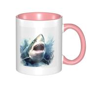 Tazza da caffè in ceramica bicolore con squalo nel mare, 330 ml, tazza da tè classica, adatta al microonde, per ufficio e casa