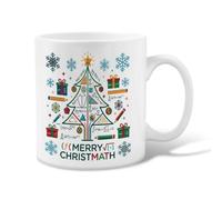 Tazza da caffè in ceramica con albero di Natale a tema matematico, 325 ml | Formule matematiche, tazza da tè, forme geometriche, accenti fiocco di neve, scatole regalo per le vacanze