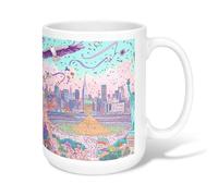 Tazza da caffè in ceramica con aquila, colorata statua della libertà, colore turchese, con manico, ideale per amici, familiari, colleghi, insegnanti, coppie, dipendenti, 425,2 g